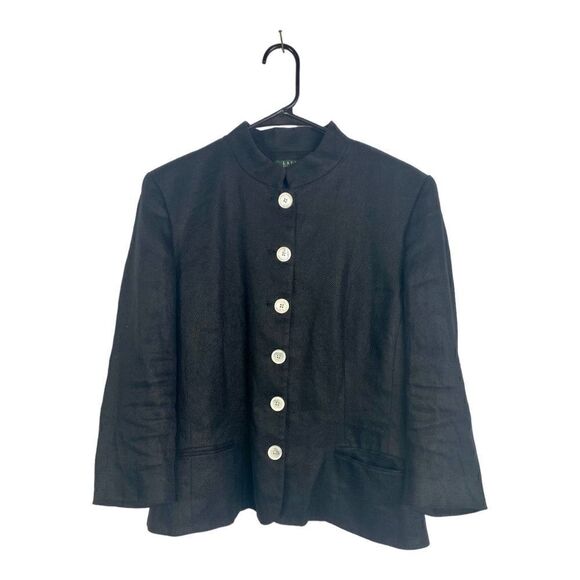 2 for $30 LAUREN RALPH LAUREN Black Linen Blazer - Picture 1 of 5